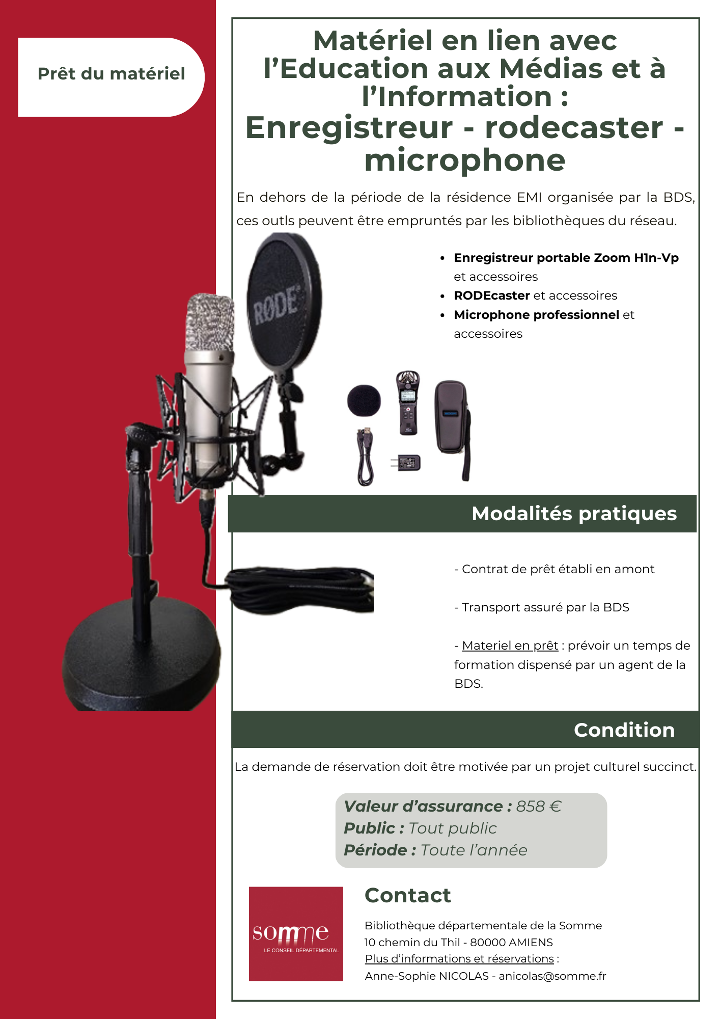 Matériel en lien avec LEMI enregistreur rodecaster microphone