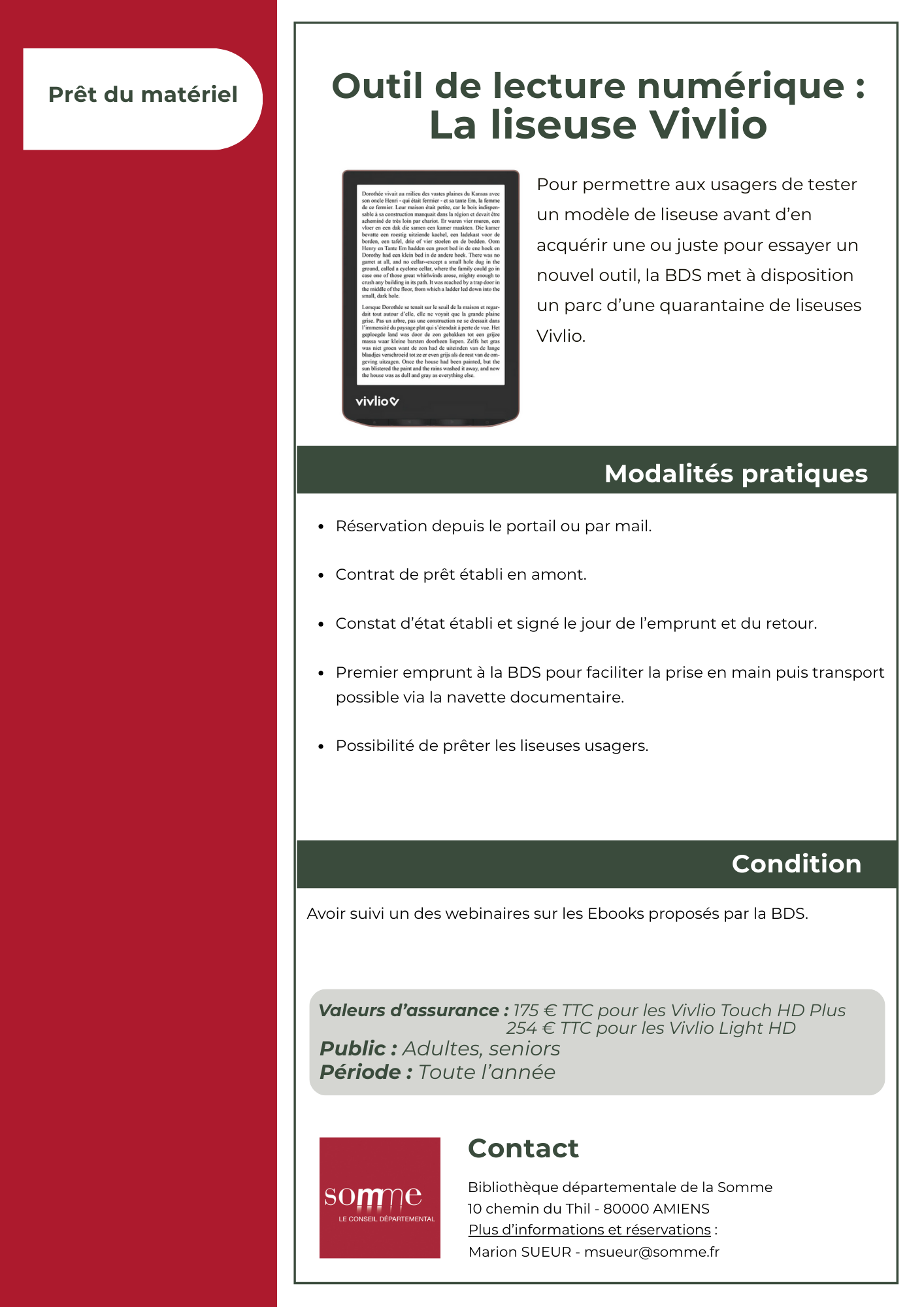 Outil de lecture numérique la liseuse Vivlio