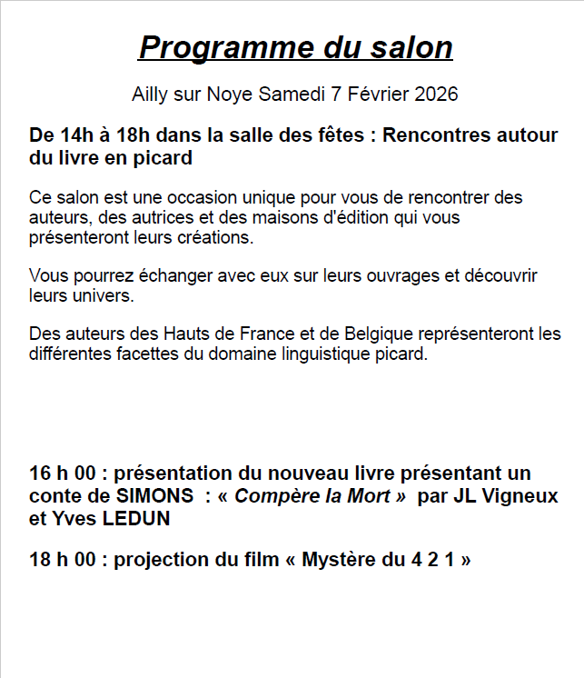 AILLYSURNOYE salon livre picard programme 20260207