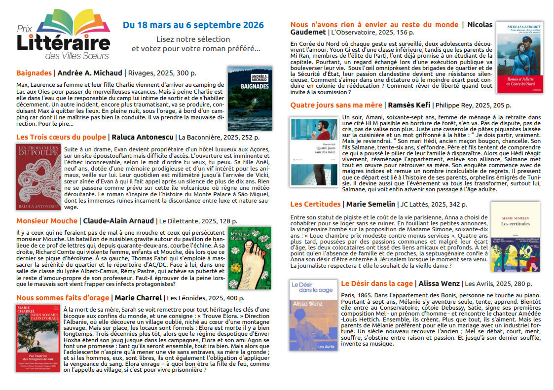 VILLES SOEURS prix litt 2026 verso